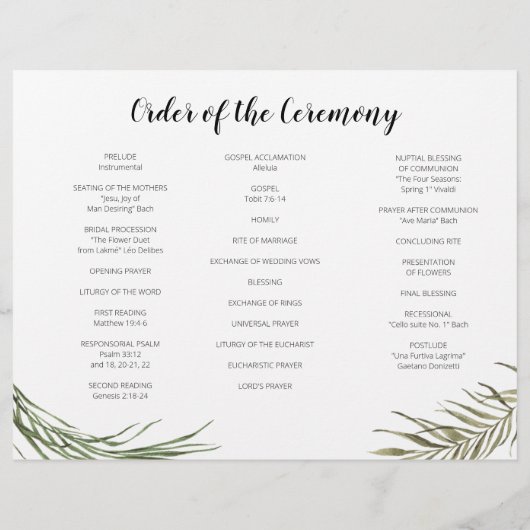 Bohemian Wreath Tri-Fold Wedding Programme Flyer (Achterkant)