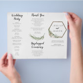 Bohemian Wreath Tri-Fold Wedding Programme Flyer (Hand)
