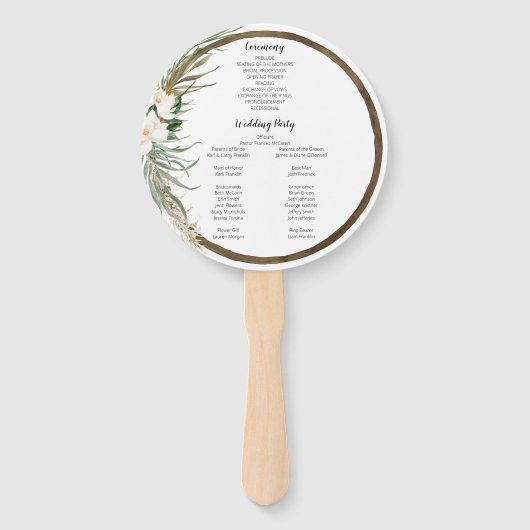 Bohemian Wreath Wedding Fan Programma Handwaaier (Achterkant)