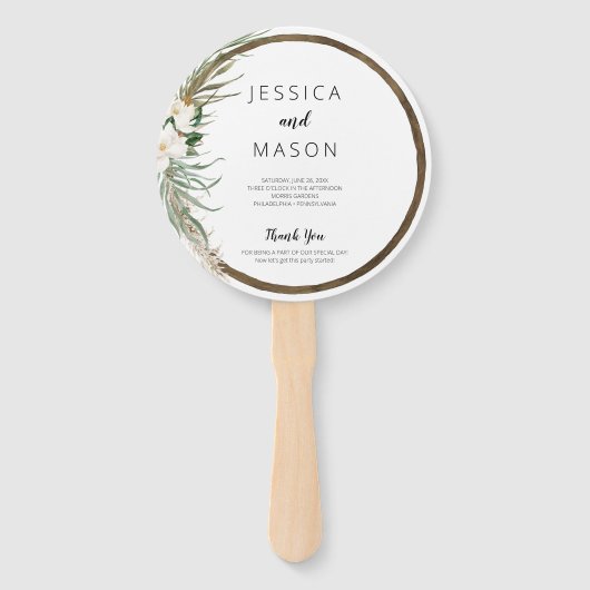Bohemian Wreath Wedding Fan Programma Handwaaier (Voorkant)