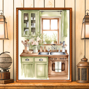 Bohemien landelijke keuken muurkunst in vintage st poster