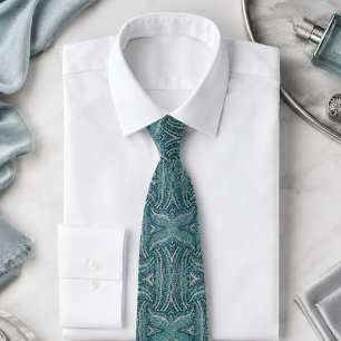 bohemien meisjesachtig chic zilver grijs turquoise stropdas