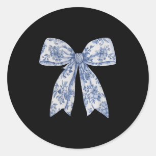 Bohemien shirt _ Blauwe strik en lint grafisch sch Ronde Sticker