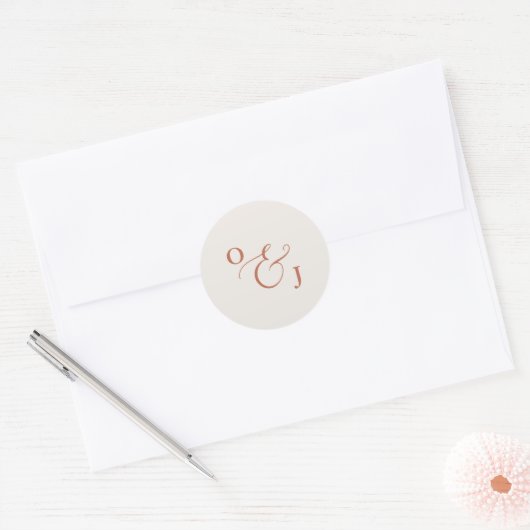 Bohemiene gedroogde bloemen en Pampas Grass Monogr Ronde Sticker (Envelop)