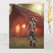 BOHÉMIENNE FEMME CABINE BOIS CARTES D'ANNIVERSAIRE (Fleur jaune)