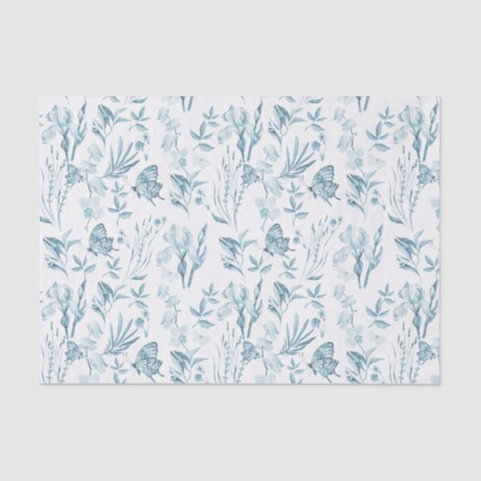 Bohemienpastelblauw  vlinderbloemig tissuepapier (Voorkant)