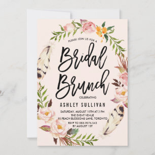 Bohemienveren en Floral Wreath Bridal Brunch Kaart