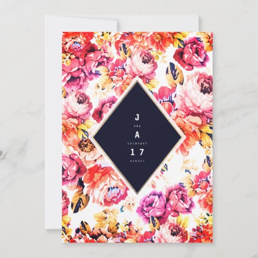 Bohemiroze oranje rozen bloembruiloft kaart (Achterkant)