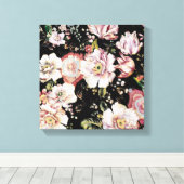 bohemisch oogbolroze bloemen donkerbloem canvas afdruk (Insitu (Houten vloer))