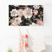 bohemisch oogbolroze bloemen donkerbloem spandoek (Insitu)