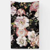 bohemisch oogbolroze bloemen donkerbloem spandoek (Verticaal)