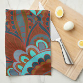 Bohemisch Pattern, Turquoise en Brown Theedoek (Quarter Fold)