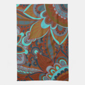 Bohemisch Pattern, Turquoise en Brown Theedoek (Verticaal)
