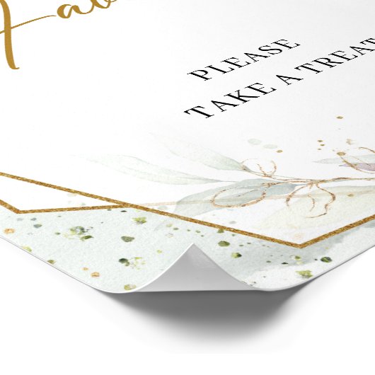 Bohemisch roze rozen groen en goud Favors-teken Poster (Hoek)