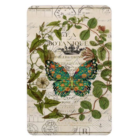 bohemisch schrift franse botanische vlinder magneet (Verticaal)