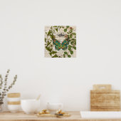 bohemisch schrift franse botanische vlinder poster (Keuken)