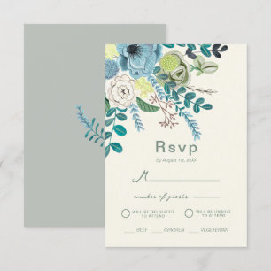 Bohemisch Zee Groenen Chic Floral Flowers Uitnodig Kaart