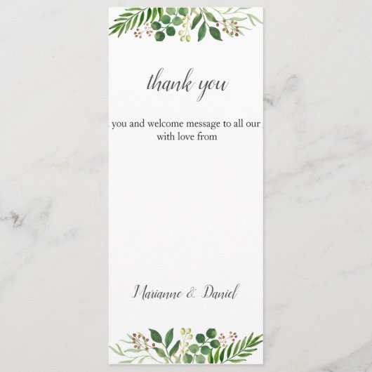 Bohemische groene theedruistheedemocatie menu (Achterkant)