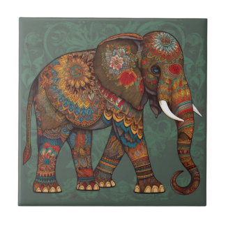 Bohemische olifant met decoratieve kunstkeramische tegeltje