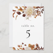 Bohemische Waterverf Herfst Floral-tabelnummer Kaart (Achterkant)
