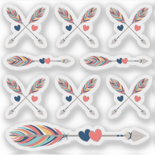 Bohemse gesteende pijlen en kunstbordblad sticker (Voorkant)