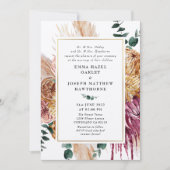 Bohemse Herfst Burgundy Floral Weddenschap Kaart (Voorkant)