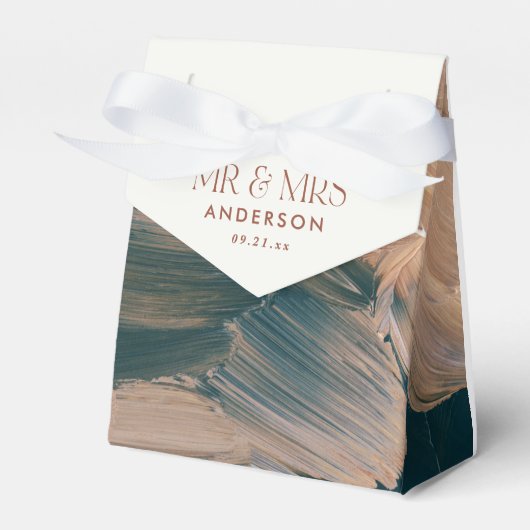 Bohenian boho blauwgroen roest terracotta bruiloft bedankdoosjes (Voorkant Zijde)