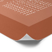 Bohenian boho roest terracotta bruiloft-zitplan poster (Hoek)