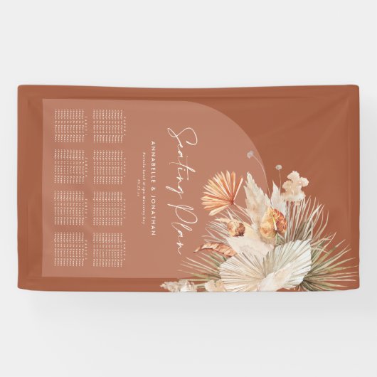 Bohenian boho roest terracotta bruiloft-zitplan spandoek (Horizontaal)