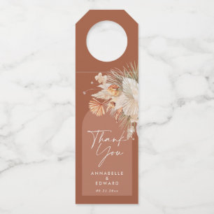 Bohenian boho rust terracotta bruiloft bedankt flessenhanger