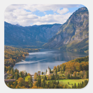 Bohinj-meer in Slovenië in het najaar Vierkante Sticker