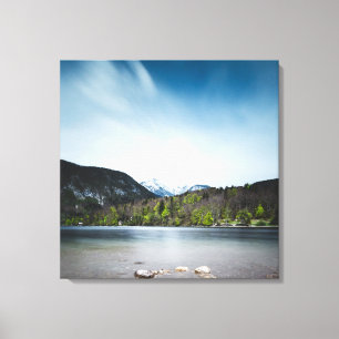 Bohinj-meer met Alpen in Slovenië Canvas Afdruk