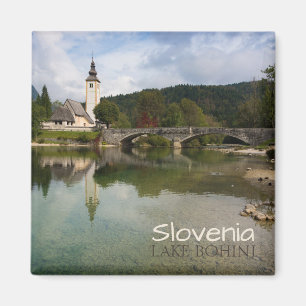 Bohinj-meer met kerk in Slovenië sms-magneet Magneet
