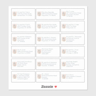 Boho 18 Individuele naam Adres Trouwgasten Sticker
