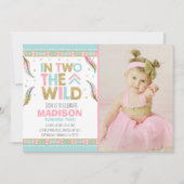 Boho 2e verjaardag uitnodiging in twee delen van d (Voorkant)