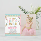 Boho 2e verjaardag uitnodiging in twee delen van d (Staand voorkant)