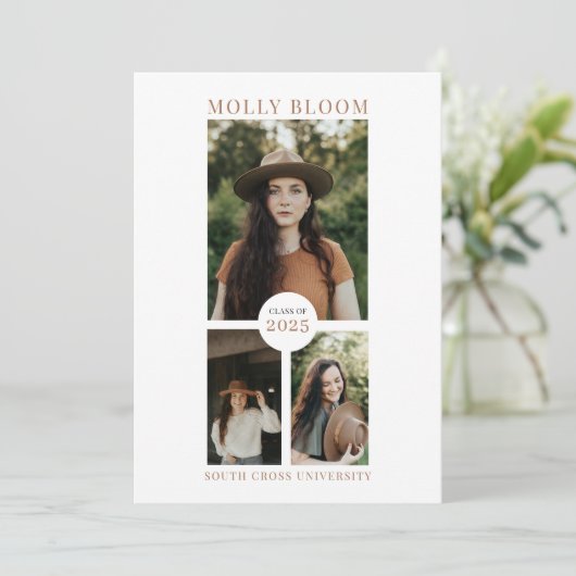 Boho 3 Foto Afstuderen Aankondiging (Staand voorkant)