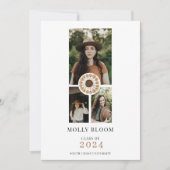 Boho 3 Photo Terracotta Graduation Faire-part (Devant)