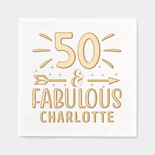 Boho 50 & Fabulous 50th Birthday Persoonlijke naam Folie Servetten (Voorkant)
