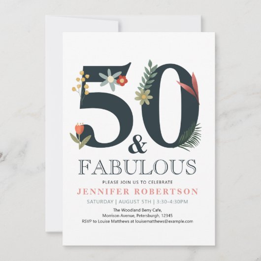 Boho 50 moderne et fabuleuse invitation d'annivers (Devant)