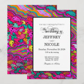 Boho 60s Retro Colorful Wedding Invitation Kaart (Voorkant / Achterkant)