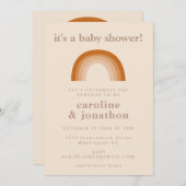 Boho 70s Rainbow Terracotta Couples Baby shower Kaart (Voorkant / Achterkant)