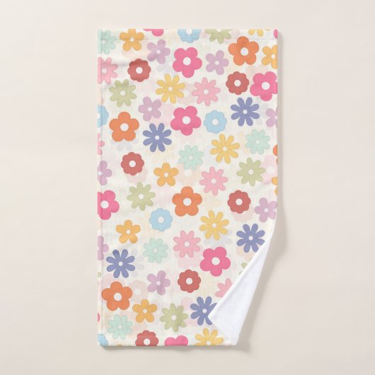 Boho 70's Retro Daisy Flowers (Serviette à main)