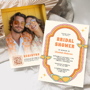 Boho 70s Retro Kleurrijke Groovy Lijst Bruiloft Fe Kaart