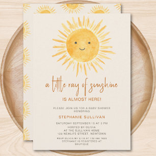 Boho A Little Ray of Sunshine Baby shower Kaart