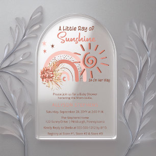 Boho A Little Ray of Sunshine Girl Baby shower Acryl Uitnodigingen