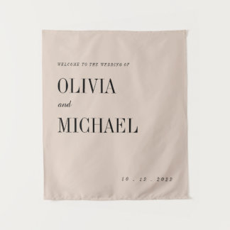 Boho aangepaste trouwontvangst Beige wandtapijt Wandkleed