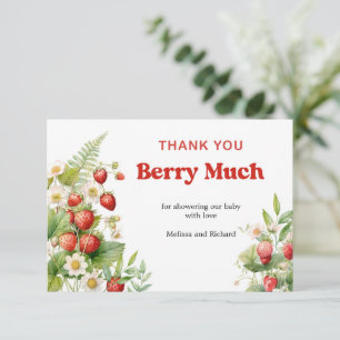 Boho Aardbei Baby shower Berry Sweet Bedankt Informatiekaartje