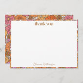 Boho aardeachtig Sinaasappel Bloemen Custom Vrijge Bedankkaart (Voorkant / Achterkant)