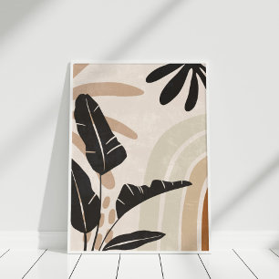 Boho aardetonen botanische abstracte wandkunstprin poster